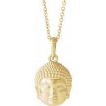 14K Yellow 14.7x10.5 mm Meditation Buddha 16-18 Necklace - 86871601P