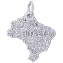 Sterling Silver Map of Brazil Charm