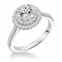 Artcarved Bridal Semi-Mounted with Side Stones Classic Halo Engagement Ring Melinda 14K White Gold - 31-V607ERW-E.01