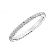 Artcarved Bridal Mounted with Side Stones Classic One Love Diamond Wedding Band Athena 14K White Gold - 31-V882ARW-L.00