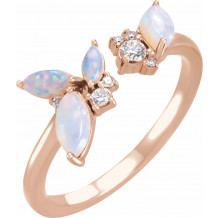 14K Rose Australian Opal & 1/10 CTW Diamond Negative Space Ring - 72107607P