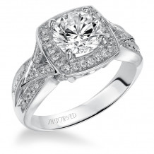 Artcarved Bridal Semi-Mounted with Side Stones Vintage Diamond Halo Engagement Ring Madison 14K White Gold - 31-V282GRW-E.01