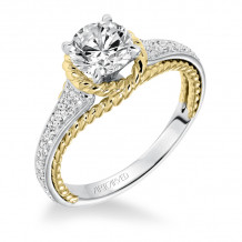 Artcarved Bridal Semi-Mounted with Side Stones Contemporary Rope Diamond Engagement Ring Seana 14K White Gold Primary & 14K Yellow Gold - 31-V587ERA-E.01