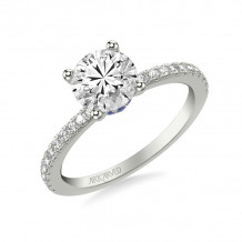 Artcarved Bridal Semi-Mounted with Side Stones Classic Engagement Ring 14K White Gold & Blue Sapphire - 31-V544SGRW-E.01