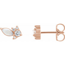 14K Rose Australian Opal & 1/6 CTW Diamond Cluster Earrings - 87123607P