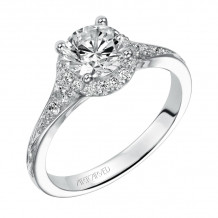 Artcarved Bridal Semi-Mounted with Side Stones Vintage Vintage Halo Engagement Ring Farrah 14K White Gold - 31-V488ERW-E.01