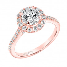 Artcarved Bridal Semi-Mounted with Side Stones Classic Halo Engagement Ring Judith 14K Rose Gold - 31-V735ERRR-E.01