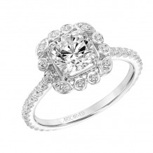 Artcarved Bridal Mounted with CZ Center Contemporary Halo Engagement Ring Riley 18K White Gold - 31-V897ERW-E.02