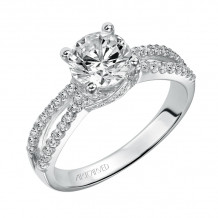 Artcarved Bridal Semi-Mounted with Side Stones Contemporary Engagement Ring Melanie 14K White Gold - 31-V344FRW-E.01