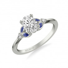 Artcarved Bridal Mounted with CZ Center Contemporary Engagement Ring 14K White Gold & Blue Sapphire - 31-V1031SEVW-E.00