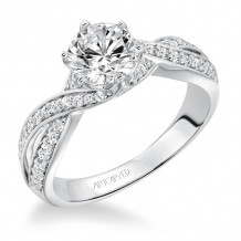 Artcarved Bridal Semi-Mounted with Side Stones Contemporary Twist Diamond Engagement Ring Presley 14K White Gold - 31-V593ERW-E.01