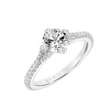 Artcarved Bridal Semi-Mounted with Side Stones Contemporary Floral Diamond Engagement Ring Delphinia 14K White Gold - 31-V778ERW-E.01