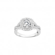 True Romance 14k White 0.53ct Diamond Double Halo Semi Mount Engagement Ring