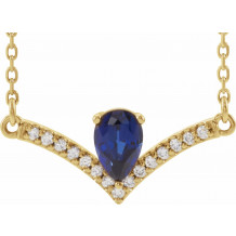 14K Yellow Blue Sapphire & .06 CTW Diamond 18 Necklace - 868146116P