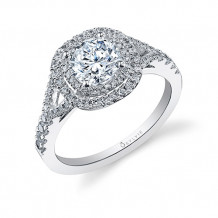 0.46tw Semi-Mount Engagement Ring With 1ct Round/Cushion Halo