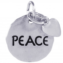 Sterling Silver Peace Tag W/Heart Charm