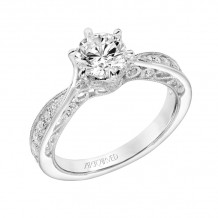Artcarved Bridal Mounted with CZ Center Vintage Filigree Diamond Engagement Ring Cornelia 18K White Gold - 31-V788ERW-E.02