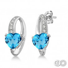 Ashi Diamonds Silver Heart Gemstone Earrings