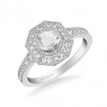 Artcarved Bridal Mounted Mined Live Center Vintage Rose Goldcut Halo Engagement Ring Ornella 14K White Gold - 31-V984CRW-E.00