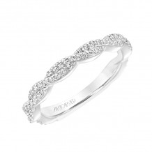 Artcarved Bridal Mounted with Side Stones Contemporary Floral Twist Diamond Wedding Band Freesia 14K White Gold - 31-V774W-L.00