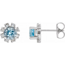 14K White Aquamarine & 1/2 CTW Diamond Earrings - 20000286200P