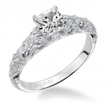 Artcarved Bridal Mounted with CZ Center Vintage Engagement Ring Glenda 14K White Gold - 31-V529EUW-E.00