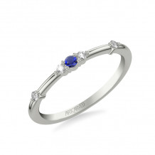 Artcarved Bridal Mounted with Side Stones Classic Anniversary Band 14K White Gold & Blue Sapphire - 33-V9473SW-L.00
