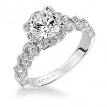 Artcarved Bridal Mounted with CZ Center Contemporary Halo Engagement Ring Noelle 14K White Gold - 31-V338FRW-E.00