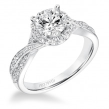 Artcarved Bridal Semi-Mounted with Side Stones Contemporary Twist Halo Engagement Ring Eliana 14K White Gold - 31-V685ERW-E.01