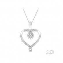Ashi 14k White Gold Round Diamond Heart Pendant