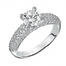 Artcarved Bridal Semi-Mounted with Side Stones Classic Engagement Ring Phyllis 14K White Gold - 31-V415ERW-E.01