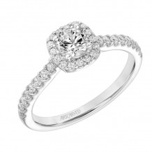 Artcarved Bridal Mounted Mined Live Center Classic One Love Halo Engagement Ring Layla 18K White Gold - 31-V867BRW-E.01