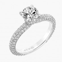 Artcarved Bridal Semi-Mounted with Side Stones Classic Pave Diamond Engagement Ring Helena 14K White Gold - 31-V749ERW-E.01