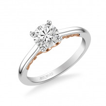 Artcarved Bridal Mounted with CZ Center Classic Lyric Engagement Ring Carly 14K White Gold Primary & 14K Rose Gold - 31-V1002ERWR-E.00