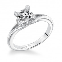 Artcarved Bridal Mounted with CZ Center Classic Halo Engagement Ring Sienna 14K White Gold - 31-V616ECW-E.00
