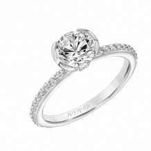 Artcarved Bridal Semi-Mounted with Side Stones Contemporary Bezel Engagement Ring Gray 14K White Gold - 31-V836ERW-E.01