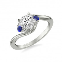 Artcarved Bridal Semi-Mounted with Side Stones Contemporary Engagement Ring 18K White Gold & Blue Sapphire - 31-V1030SERW-E.03