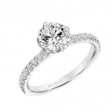 Artcarved Bridal Mounted with CZ Center Classic Diamond Engagement Ring Marsha 18K White Gold - 31-V894ERW-E.02