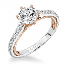 Artcarved Bridal Semi-Mounted with Side Stones Contemporary Rope Engagement Ring Ilena 14K White Gold Primary & 14K Rose Gold - 31-V588FRR-E.01
