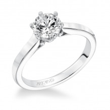 Artcarved Bridal Semi-Mounted with Side Stones Classic Solitaire Engagement Ring Chivon 14K White Gold - 31-V614ERW-E.01