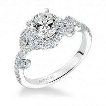Artcarved Bridal Mounted with CZ Center Contemporary Floral Halo Engagement Ring Thalia 14K White Gold - 31-V600ERW-E.00