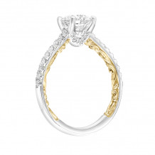 Artcarved Bridal Semi-Mounted with Side Stones Classic Lyric Engagement Ring Marta 18K White Gold Primary & 18K Yellow Gold - 31-V912ERWY-E.03