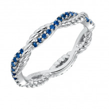 Artcarved Bridal Mounted with Side Stones Contemporary Stackable Eternity Anniversary Band 14K White Gold & Blue Sapphire - 33-V15S4W65-L.00