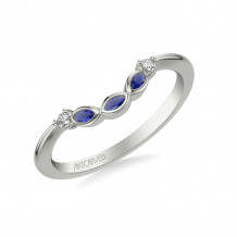 Artcarved Bridal Mounted with Side Stones Contemporary Gemstone Wedding Band 18K White Gold & Blue Sapphire - 31-V1031SW-L.01