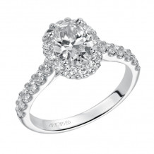 Artcarved Bridal Mounted with CZ Center Classic Halo Engagement Ring Genesis 14K White Gold - 31-V439EVW-E.00