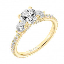 Artcarved Bridal Mounted with CZ Center Classic Diamond 3-Stone Engagement Ring Claudia 14K Yellow Gold - 31-V742ERY-E.00