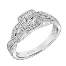 Artcarved Bridal Semi-Mounted with Side Stones Vintage One Love Engagement Ring Lizbeth 18K White Gold - 31-V507ARW-E.05