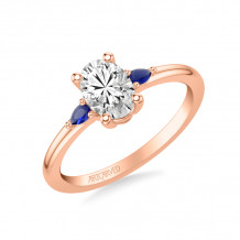 Artcarved Bridal Mounted with CZ Center Classic Gemstone Engagement Ring 14K Rose Gold & Blue Sapphire - 31-V1038SEVR-E.00