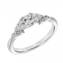 Artcarved Bridal Semi-Mounted with Side Stones Contemporary One Love Engagement Ring Adeline 14K White Gold - 31-V309XRW-E.04