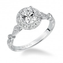 Artcarved Bridal Semi-Mounted with Side Stones Vintage Halo Engagement Ring Crystal 14K White Gold - 31-V518ERW-E.01